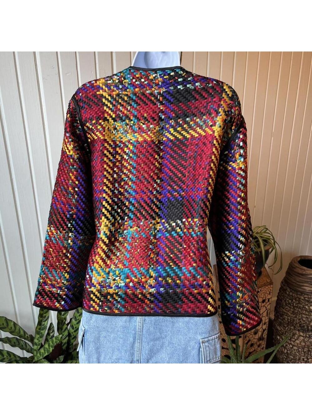 Chico’s Design Multicolor Silk Jacket | Artistic Woven Statement Blazer - Picture 2 of 6